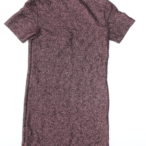 Light Before Dark Women's Purple Glitter Short Sleeve Bodycon Dress S