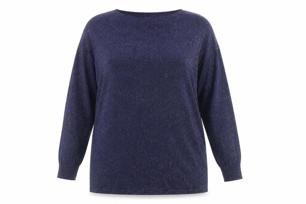 Front view of Bluoltre Women Blue Glitter Knit Long Sleeve jumper S