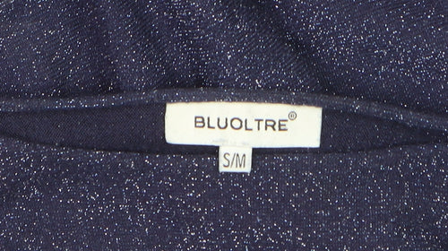 Bluoltre Women Blue Glitter Knit Long Sleeve Pullover Jumper S