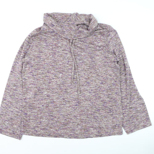ISLE Leisure Women’s Purple Marl Cowl Neck Pullover Hoodie Size 14-16