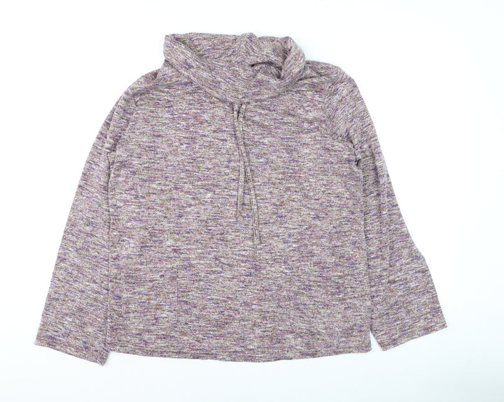 ISLE Leisure Women’s Purple Marl Cowl Neck Pullover Hoodie Size 14-16