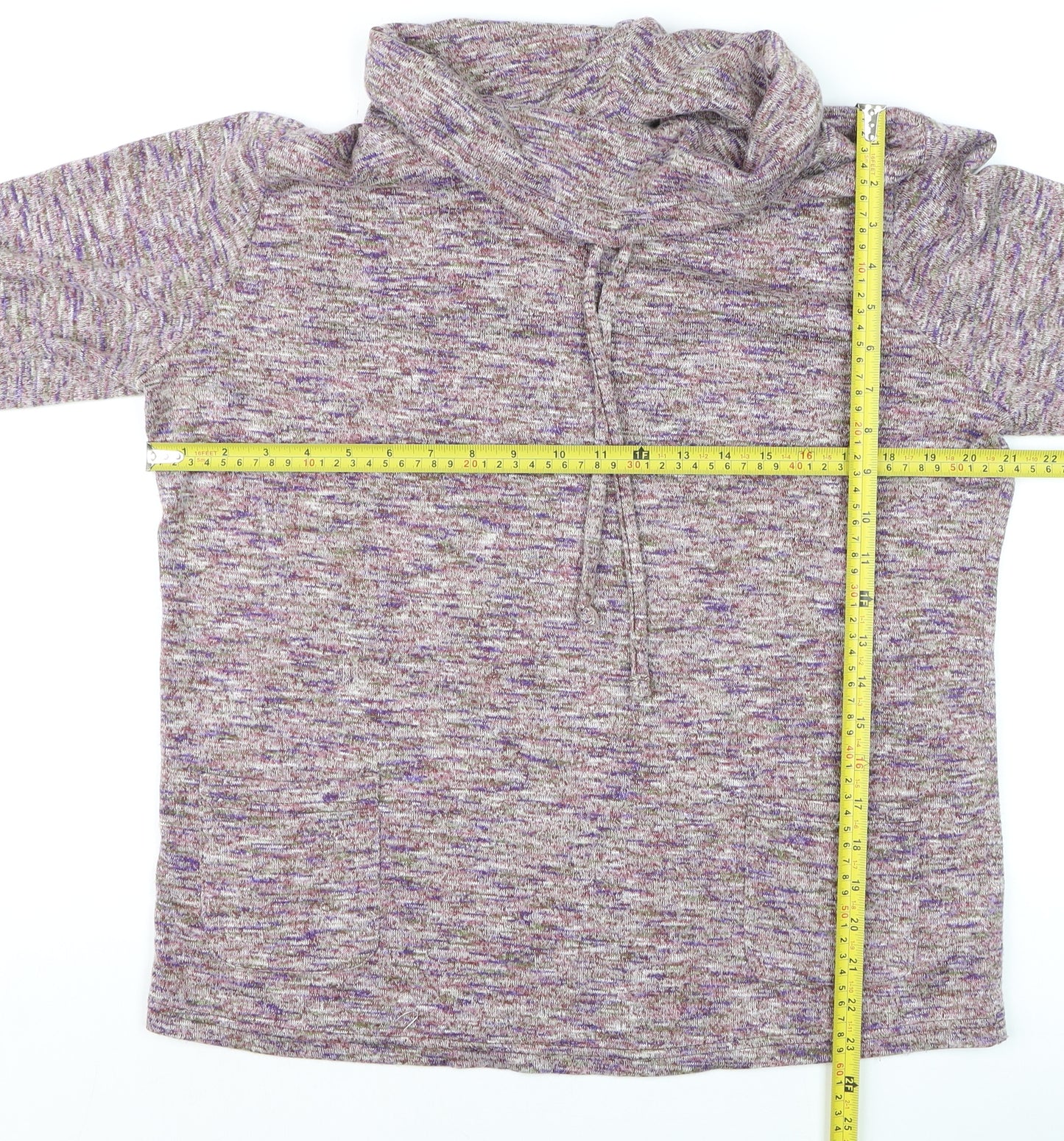 ISLE Leisure Women’s Purple Marl Cowl Neck Pullover Hoodie Size 14-16