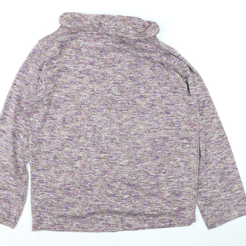 ISLE Leisure Women’s Purple Marl Cowl Neck Pullover Hoodie Size 14-16