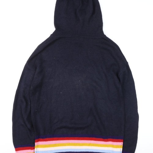 Studio Women Blue Hooded Rainbow Stripe Knit Jumper Size 8
