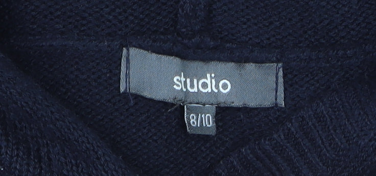 Studio Women Blue Hooded Rainbow Stripe Knit Jumper Size 8