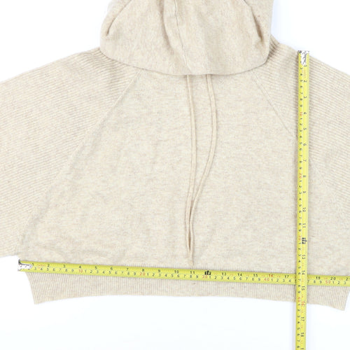 Topshop Women’s Beige Hooded Knit Pullover Jumper Size M