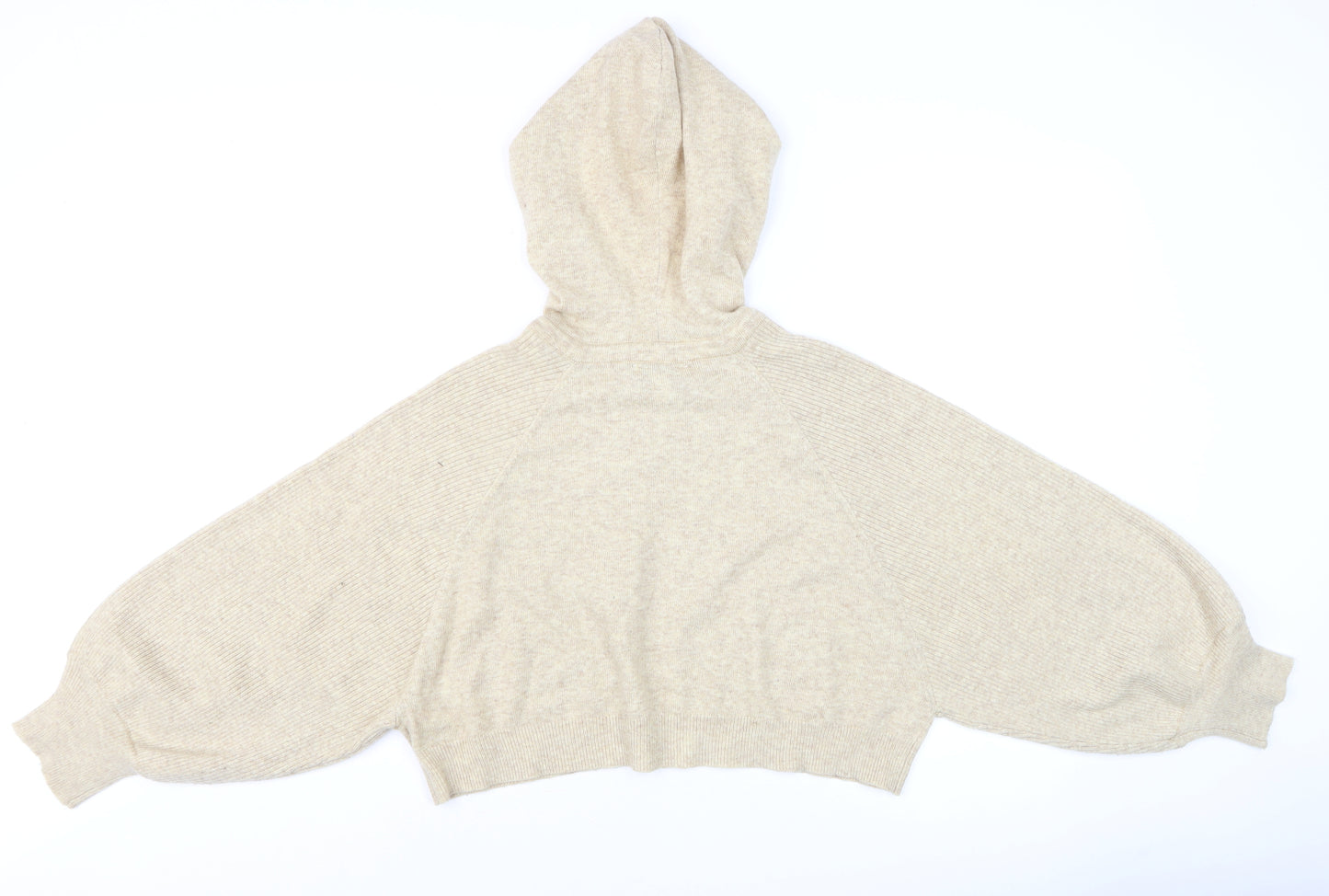 Topshop Women’s Beige Hooded Knit Pullover Jumper Size M