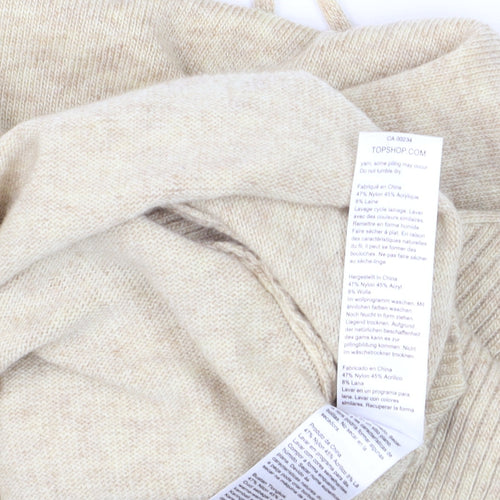 Topshop Women’s Beige Hooded Knit Pullover Jumper Size M