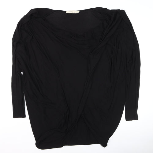 Label Lab Women's Black Wrap Cowl Neck Long Sleeve Jersey Blouse Size 12