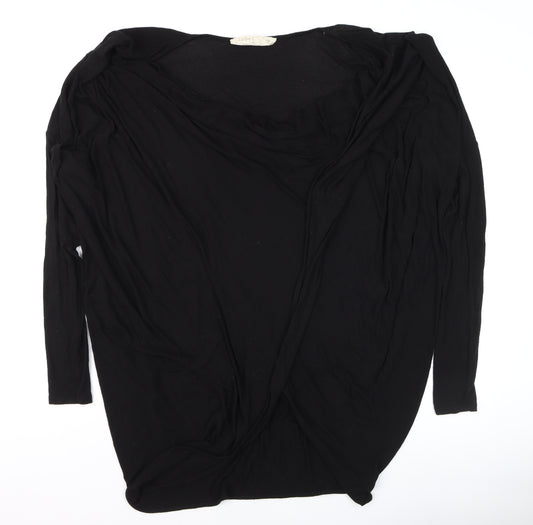 Label Lab Women's Black Wrap Cowl Neck Long Sleeve Jersey Blouse Size 12