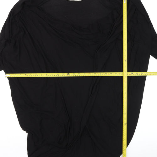 Label Lab Women's Black Wrap Cowl Neck Long Sleeve Jersey Blouse Size 12