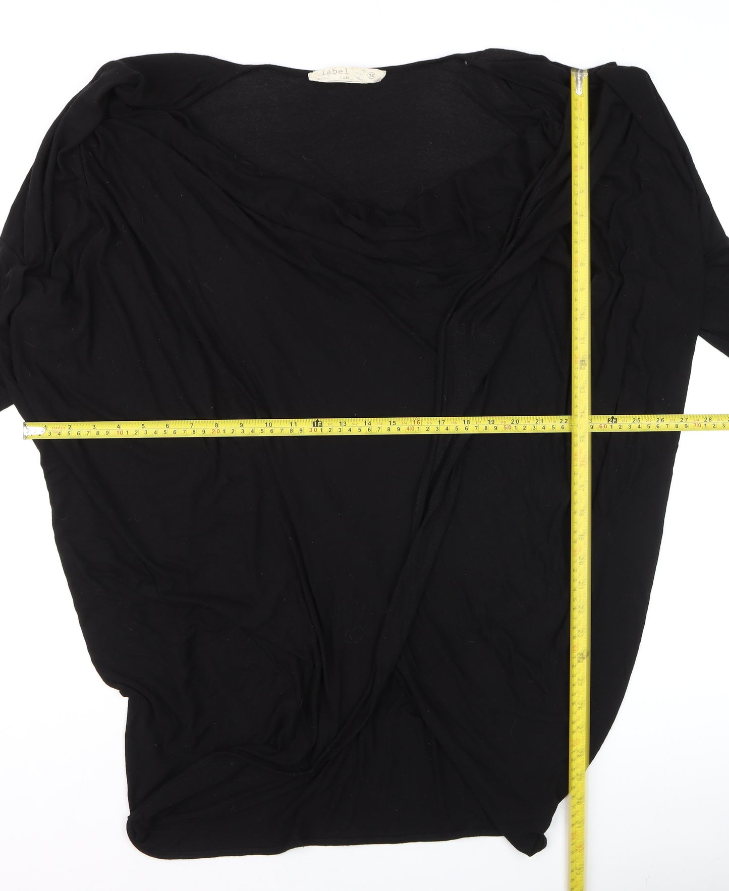 Label Lab Women's Black Wrap Cowl Neck Long Sleeve Jersey Blouse Size 12