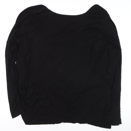 Label Lab Women's Black Wrap Cowl Neck Long Sleeve Jersey Blouse Size 12