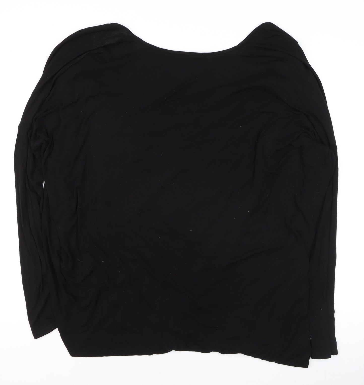 Label Lab Women's Black Wrap Cowl Neck Long Sleeve Jersey Blouse Size 12