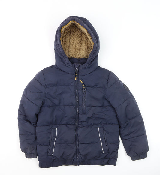 FatFace Boys Blue Hooded Puffer Jacket 8-9 Years Lined Winter Coat