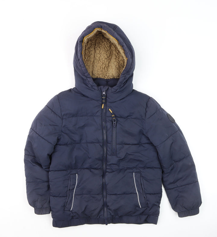 FatFace Boys Blue Hooded Puffer Jacket 8-9 Years Lined Winter Coat