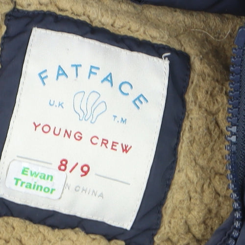 FatFace Boys Blue Hooded Puffer Jacket 8-9 Years Lined Winter Coat