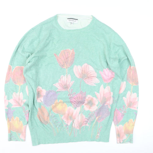 Paramour Women’s Green Floral Knit Pullover Jumper Size L
