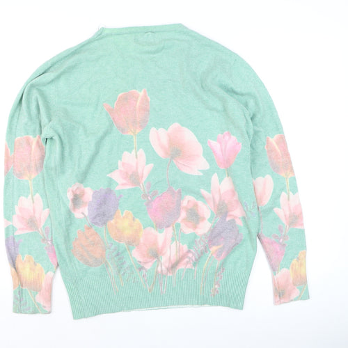Paramour Women’s Green Floral Knit Pullover Jumper Size L
