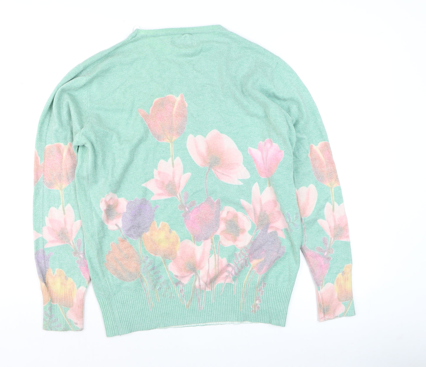 Paramour Women’s Green Floral Knit Pullover Jumper Size L