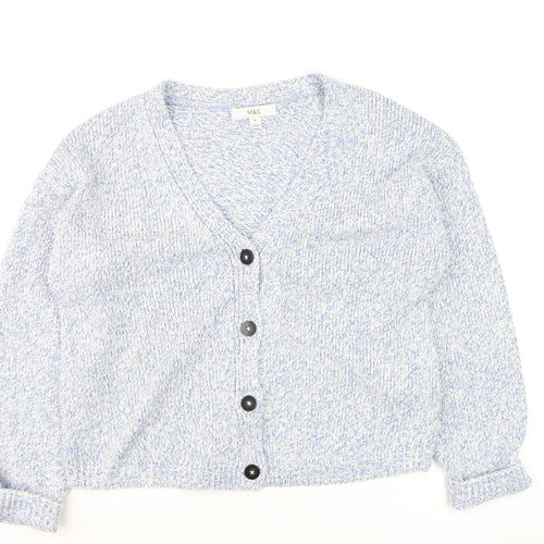 Marks and Spencer Women Blue Knit Button Cardigan M Classic Fit