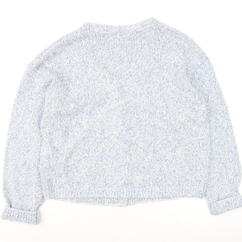 Marks and Spencer Women Blue Knit Button Cardigan M Classic Fit
