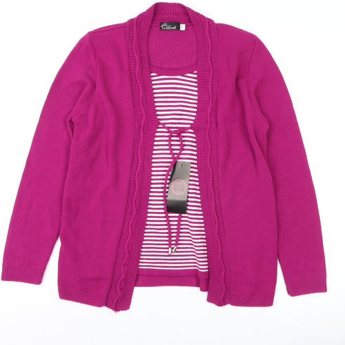 Lovell Womens Pink Striped Knit Cardigan Jumper Size S