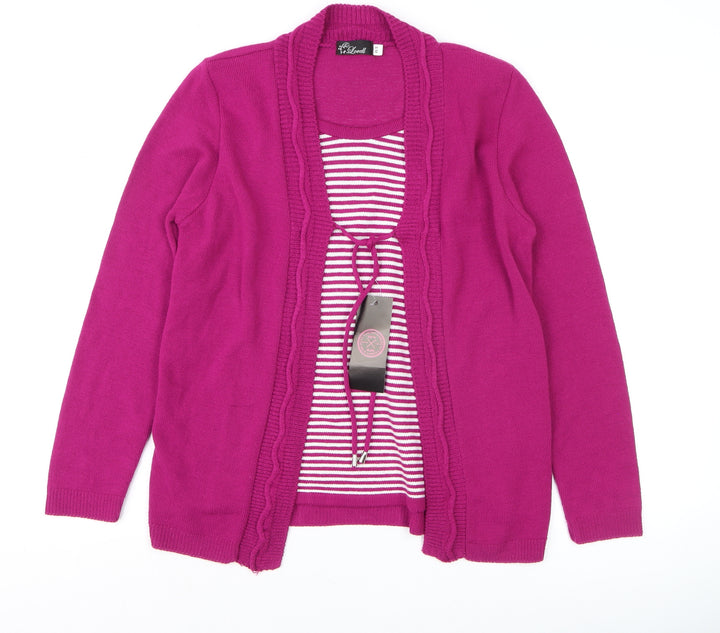 Lovell Womens Pink Striped Knit Cardigan Jumper Size S