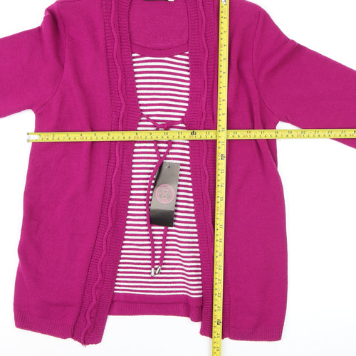 Lovell Womens Pink Striped Knit Cardigan Jumper Size S