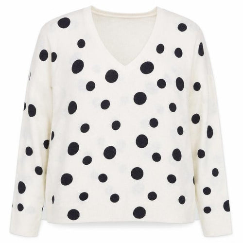 Marks and Spencer Women’s White Polka Dot V-Neck Jumper Size 18