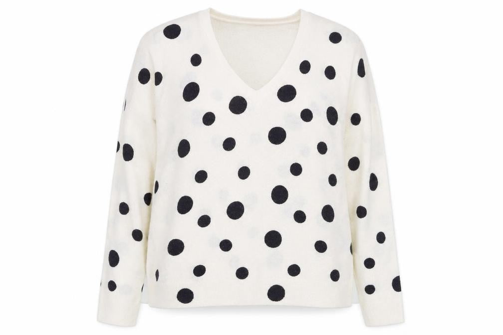 Marks and Spencer Women’s White Polka Dot V-Neck Jumper Size 18