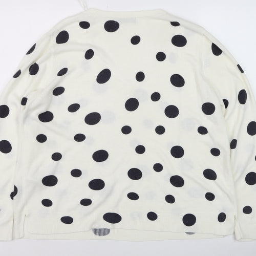 Marks and Spencer Women’s White Polka Dot V-Neck Jumper Size 18