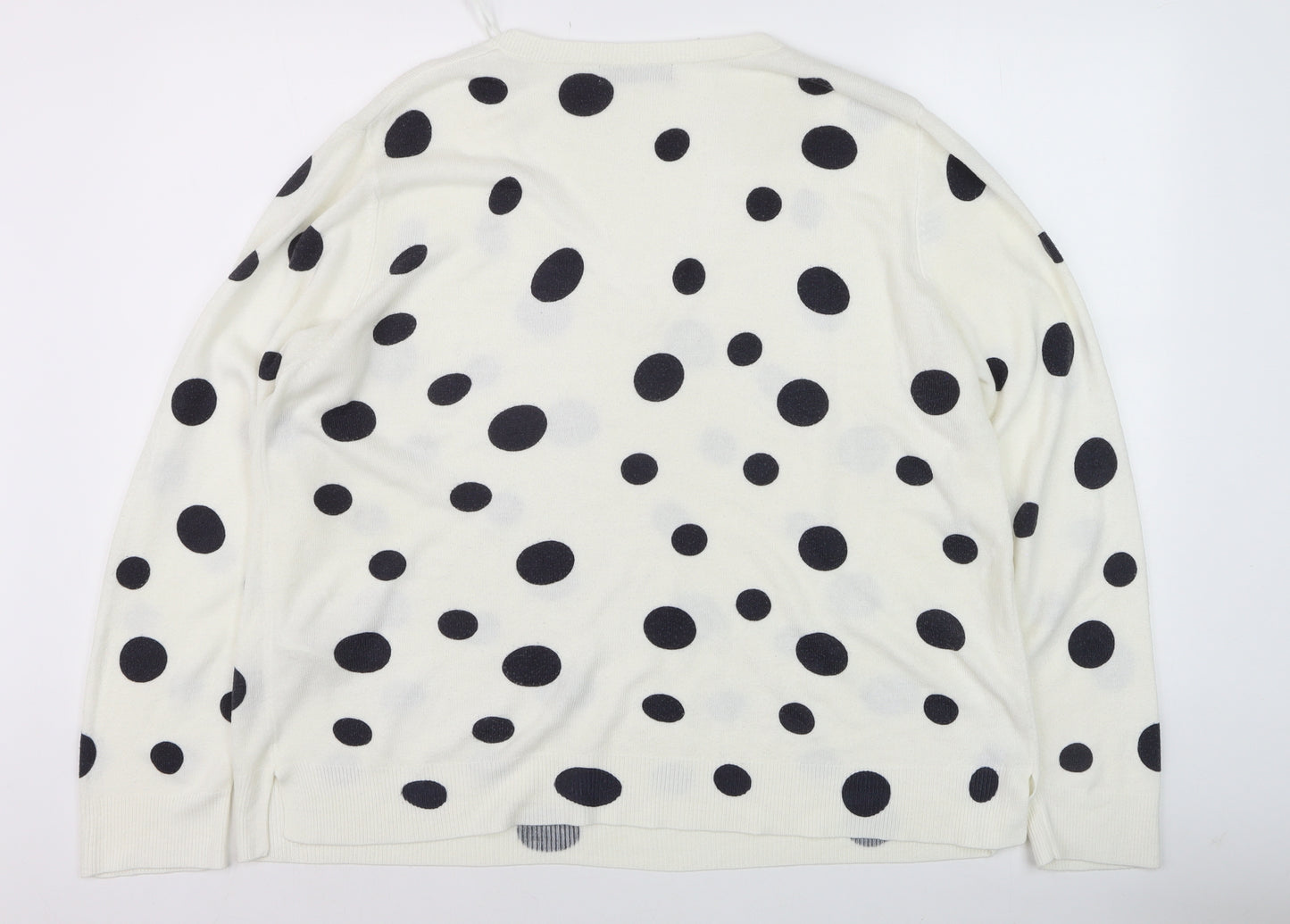 Marks and Spencer Women’s White Polka Dot V-Neck Jumper Size 18