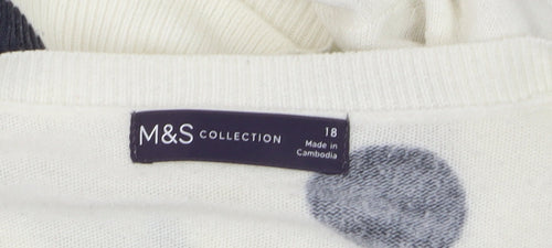Marks and Spencer Women’s White Polka Dot V-Neck Jumper Size 18