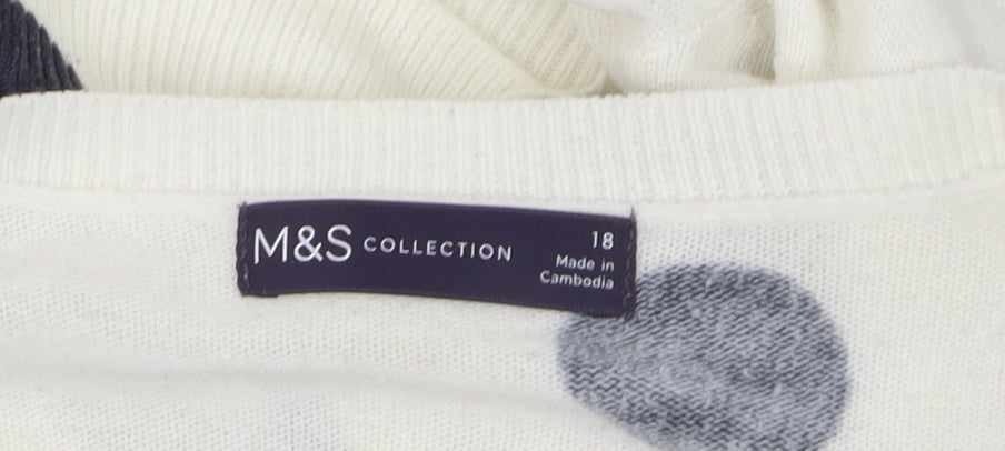 Marks and Spencer Women’s White Polka Dot V-Neck Jumper Size 18