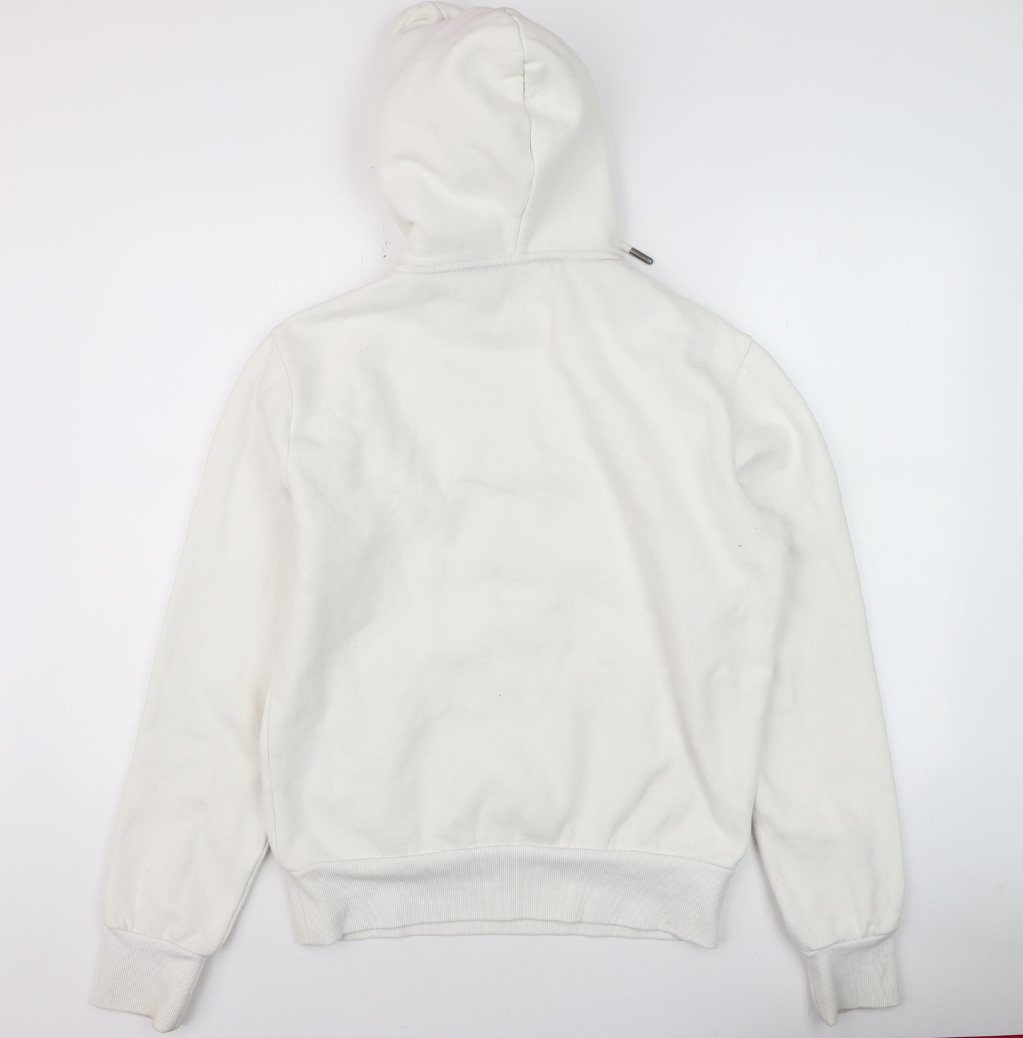 Superdry Mens White Pullover Hoodie M Logo Print Fleece Sweatshirt