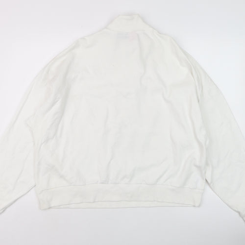 ASOS Design Barbie White 1/4 Zip Sweatshirt Women UK 10 Cotton Blend