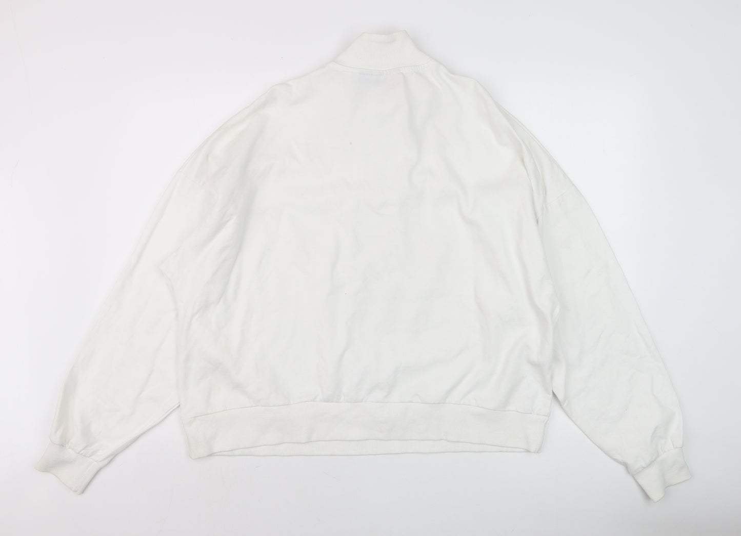 ASOS Design Barbie White 1/4 Zip Sweatshirt Women UK 10 Cotton Blend