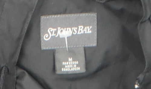 St. John's Bay Men's Black M Windbreaker Hooded Jacket