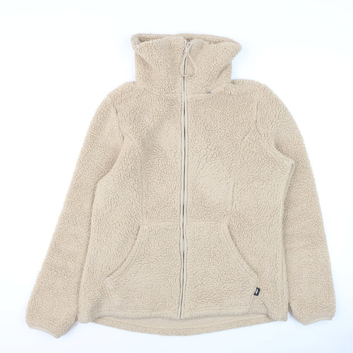 Skechers Women Beige Fleece Full Zip Hoodie Size S