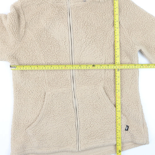 Skechers Women Beige Fleece Full Zip Hoodie Size S