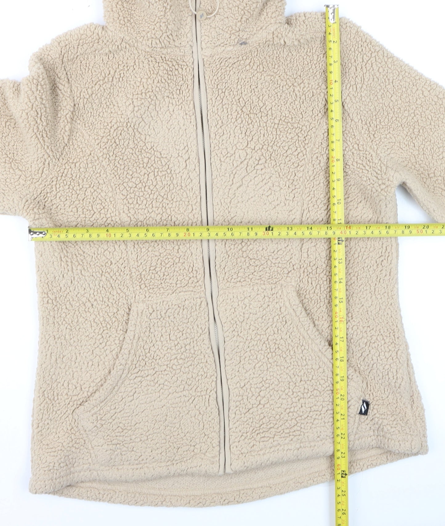 Skechers Women Beige Fleece Full Zip Hoodie Size S