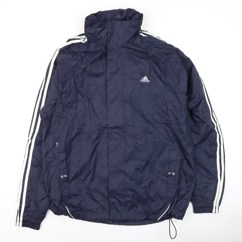 Adidas Men’s Blue Windbreaker Jacket L Full Zip Lightweight Sportswear