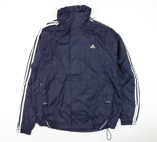 Adidas Men’s Blue Windbreaker Jacket L Full Zip Lightweight Sportswear