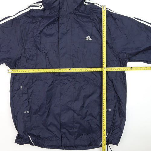 Adidas Men’s Blue Windbreaker Jacket L Full Zip Lightweight Sportswear