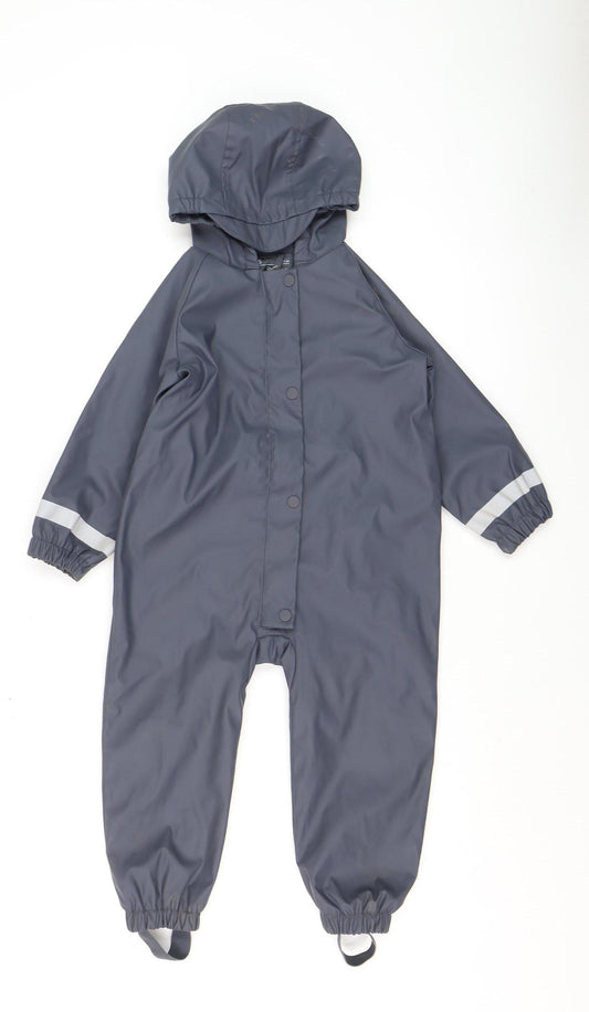 Marks and Spencer Boys Grey Hooded Shower Resistant Snowsuit 2-3 Years