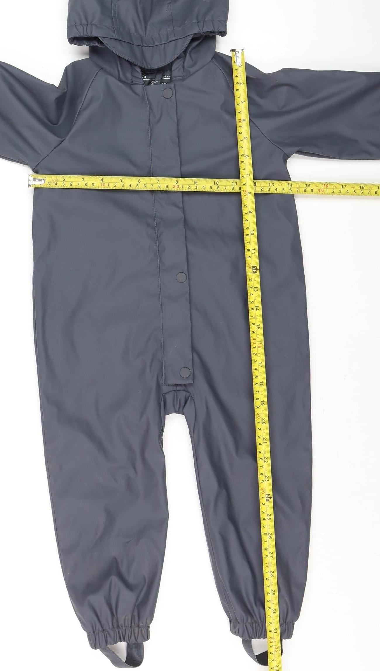 Marks and Spencer Boys Grey Hooded Shower Resistant Snowsuit 2-3 Years