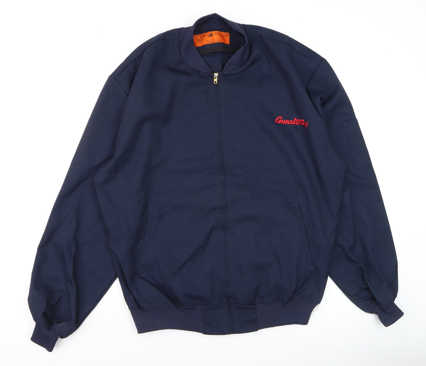 Red Kap Men's Blue Bomber Work Jacket L Embroidered Zip Front