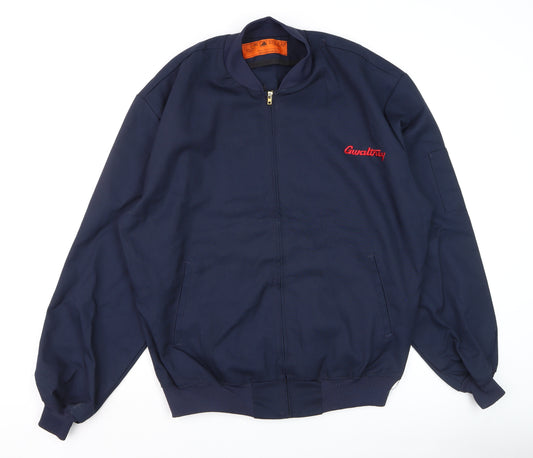 Red Kap Men's Blue Bomber Work Jacket L Embroidered Zip Front