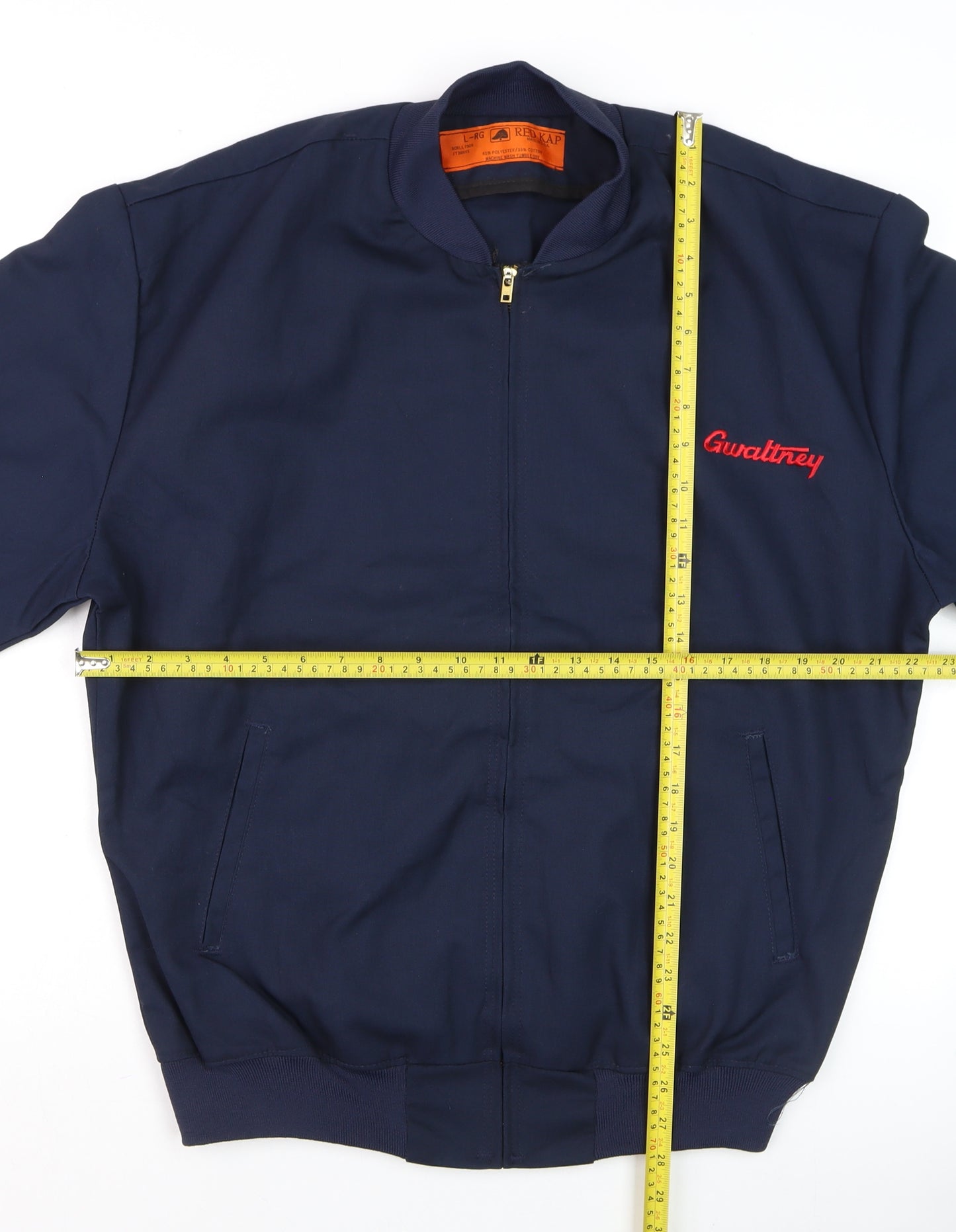 Red Kap Men's Blue Bomber Work Jacket L Embroidered Zip Front